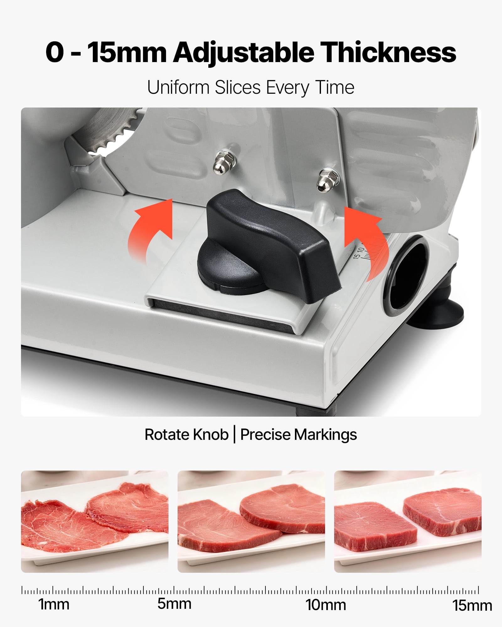 VEVOR Meat Slicer, 6.7 inch 150W Electric Deli Slicer Machine with two SUS420 Blades,  0-0.6 inch Adjustable Thickness, ETL Certified Home Food-Slicer for Meat, Ham, Baguett, Steak, ETL Approved