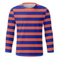 thumbnail image 4 of Men's T Shirts Color Blocked Striped Casual Trend Crew Neck Long Sleeve Tees Stretchy Fall Warm Basic Men Shirts Orange XL, 4 of 4