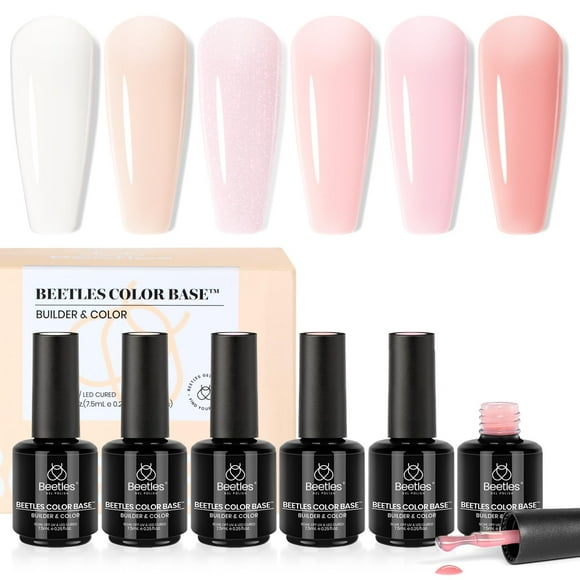 Set de esmaltes de uñas en gel Beetles Color Base, 6 colores, rosa nude
