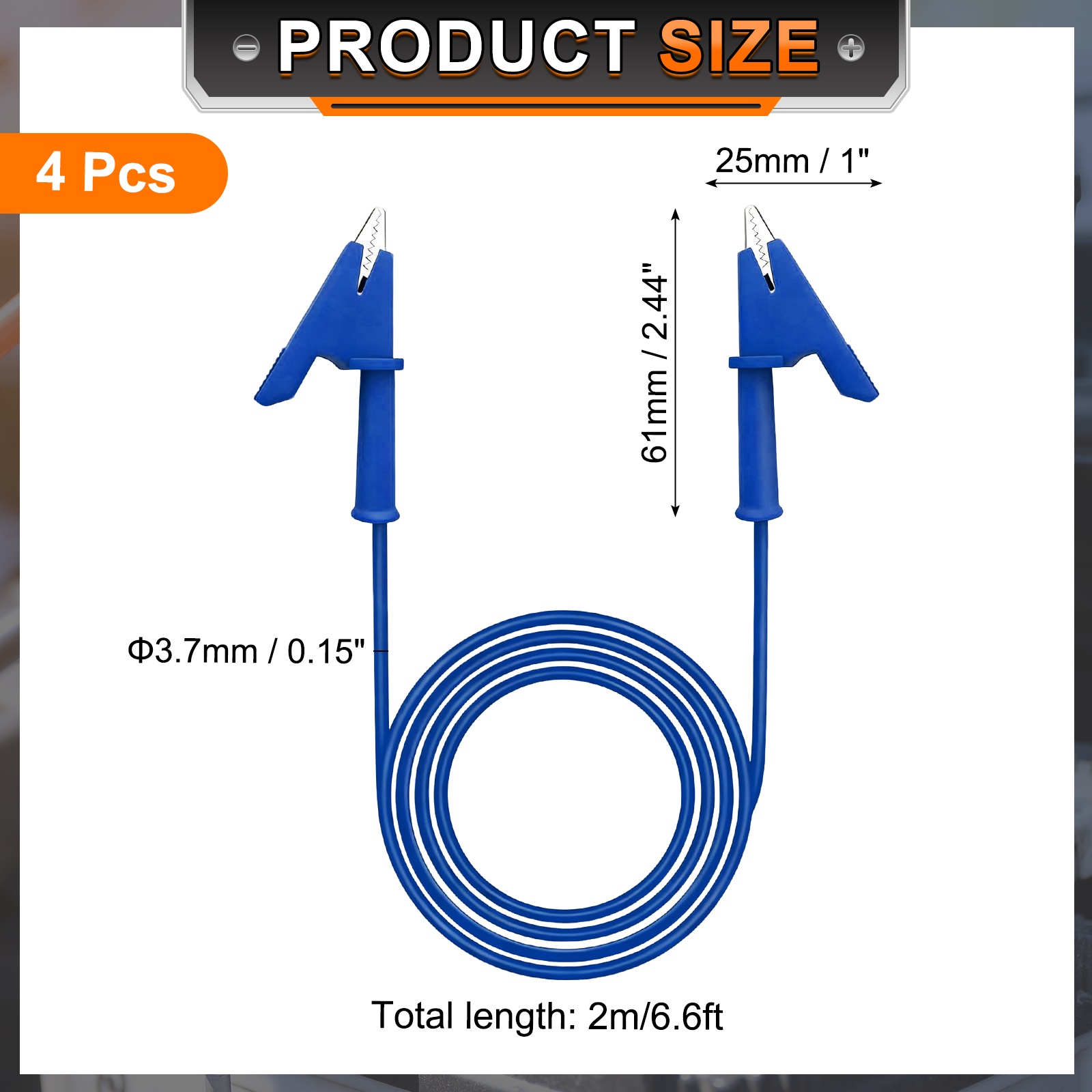 Uxcell 4pcs 6.56ft Alligator Clip Test Leads, 15A Dual Alligator Clips with Wires for Multimeter Jumper Wire Industry Car Battery, Blue