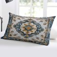 thumbnail image 5 of Boho Blue Throw Pillow Cover 16 x 24 Inch Decorative Pillow Cover Vintage Southwestern Geometric Ethnic Lumbar Pillowcase Seasonal Rectangle Cushion Case for Couch Sofa Bed Living Room, 5 of 7