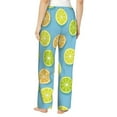 thumbnail image 3 of Pajama Pants Women, blue Lemon cartoon Sweatpants Soft Sleep Lounge Pants, Casual PJ Bottoms Pants with Pockets, 3 of 5