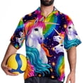 thumbnail image 4 of Robot Unicorn Attack Men's Casual Poplin Button Down Short Sleeve Shirts for Summer Beach - Unisex, 4 of 6