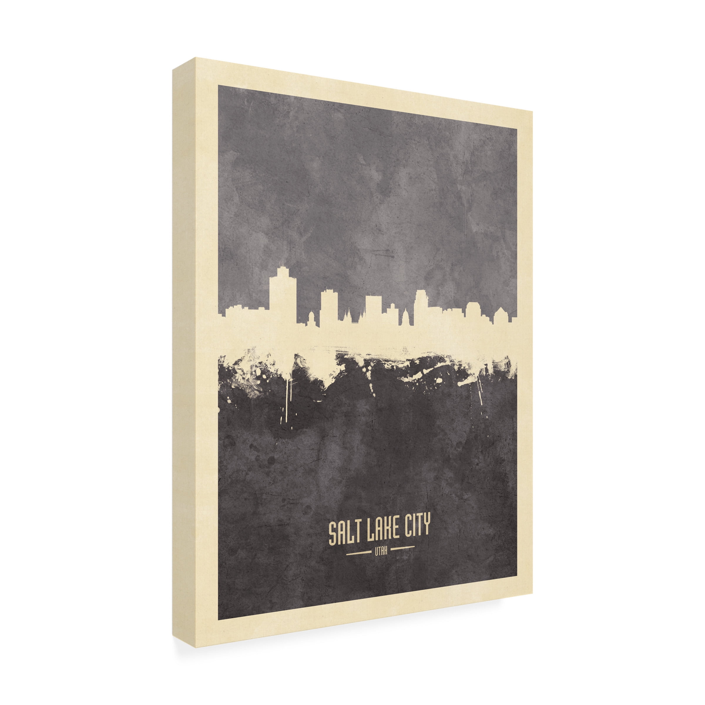 Michael Tompsett 'Salt Lake City Utah Skyline Gray' Canvas Art