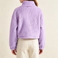 thumbnail image 6 of Falkdiz Girls Long Sleeve Shirts Warm Cropped Fleece Tops Outdoor Winter Solid Color Mock Neck Hoilday Zip-up for Girls School , Purple , Size: 13-14 Years, 6 of 8