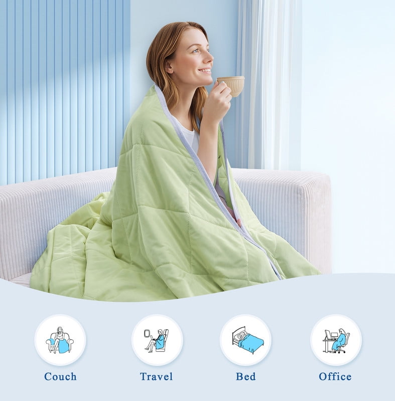 Cooling Comforter Twin Size, Double-Sided Cooling Tech Fabric Blanket for Hot Sleepers and Night Sweats, All-Season Breathable Lightweight Comforter, Apple Green