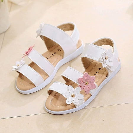 

DNDKILG Toddler Baby Girl s Summer Flower First Walkers Shoes Sandals Kids Outdoor Dress Party School Wedding White 15M-12Y