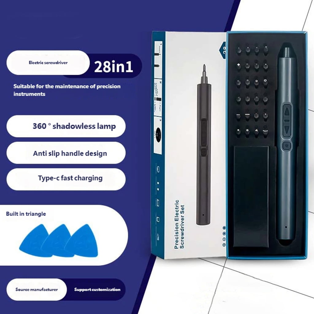 28 In 1 Electric Screwdriver Set Rechargeable Lithium Batteries USB Charging Mini Portable Screwdriver Kit With LED Light For Home Repair