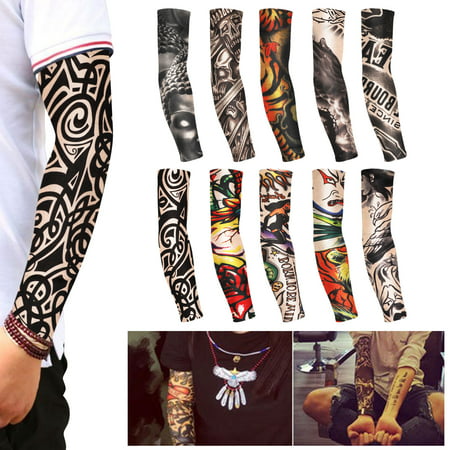 TSV Arm Tattoo Sleeves 10PCS Temporary Fake Tattoo Arm Sleeves for Men Women Cover Up Sleeves UV Protection Body Art Stockings (Best Tattoos On Arm For Men)