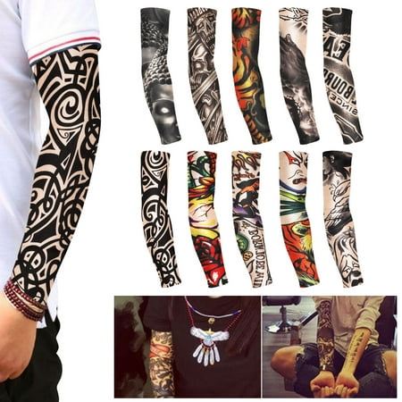 TSV Arm Tattoo Sleeves 10PCS Temporary Fake Tattoo Arm Sleeves for Men Women Cover Up Sleeves UV Protection Body Art Stockings (Best Tribal Tattoos For Men)