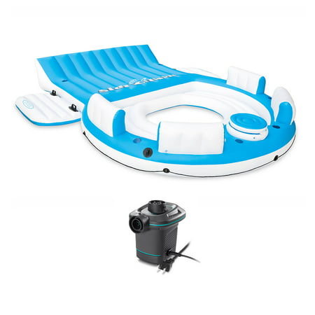 Intex Inflatable Island Pool Lake Raft Float Lounger w/ AC Electric Air (Best Inflatable Air Lounger)