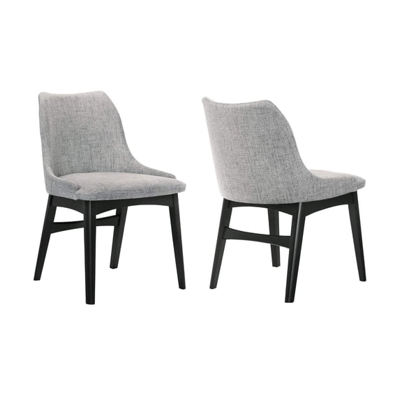 Armen Living Azalea 19" Fabric Dining Side Chairs in Gray/Black (Set of 2)