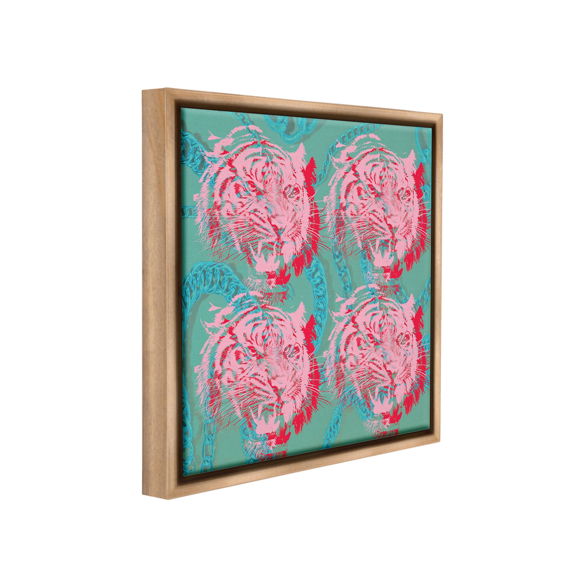 Stupell Industries Abstract Tigers Pattern Animals & Insects Painting Brown Floater Framed Canvas Art Print Wall Art, 25 x 25