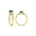 thumbnail image 3 of 4/5 Carat (Ctw) Lab-Created Emerald Ring in 10K Yellow Gold with Diamonds for Women, 3 of 6