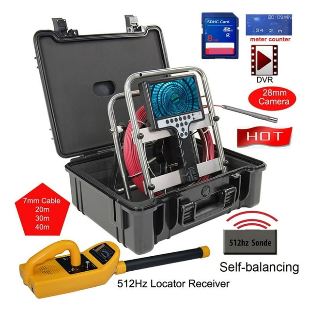 7mm Soft Cable 23mm Auto Self Balancing DVR Counter Endoscope Pipe Inspection Camera With 512hz Sonda Transmitter And Locator ,Easily Maneuver