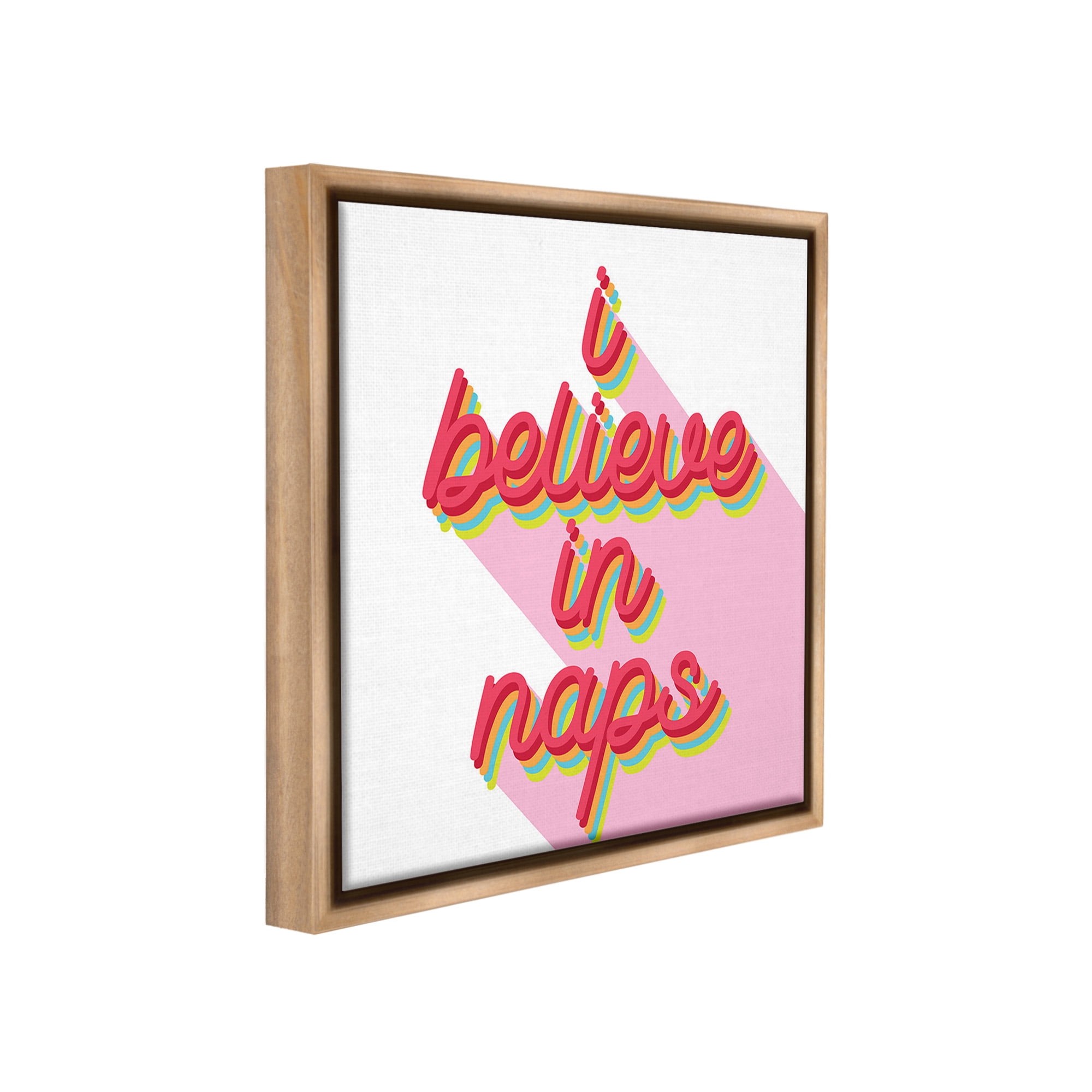 Stupell Industries Retro Believe In Naps Typography Painting Brown Floater Framed Canvas Art Print Wall Art, 18 x 18
