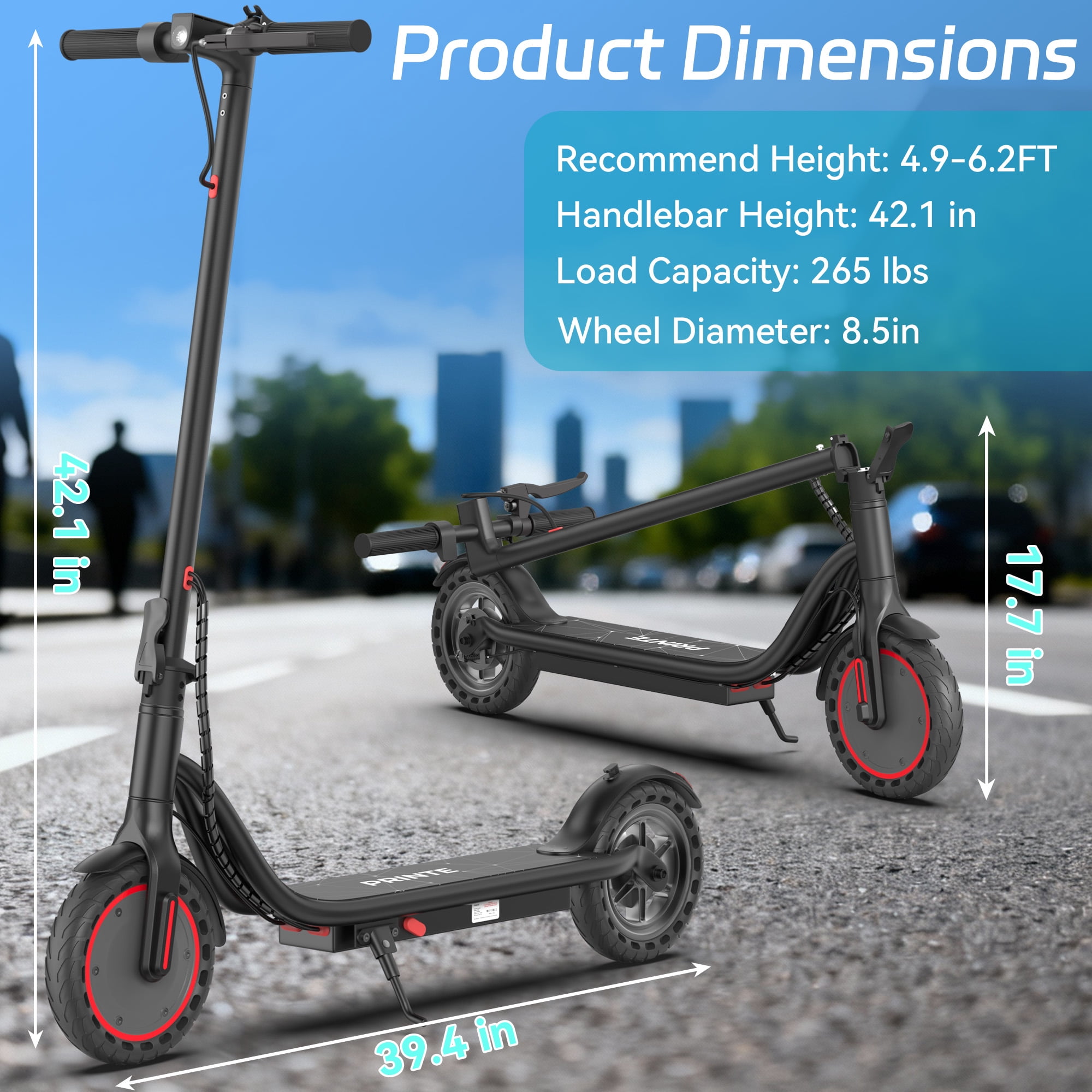 PRINTE N85 8.5 inch Electric Scooter with LCD Display Waterproof APP 19MPH for Adult and Teen UL2272