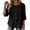 A-Black25, variant on Women's Bohemian T Shirt Floral Embroidered 3/4 Sleeve Casual Button Front Solid Color Tees Vacation Travel Outfit Comfy Tops