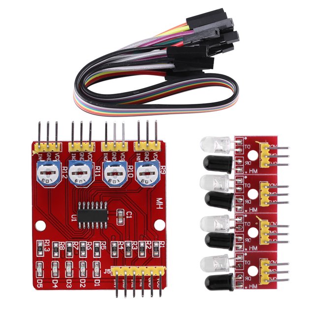 Capteur de Poursuite, Capteur de Réflexion Infrarouge, Détecteur Infrarouge à 4 Canaux PCB Intelligent d'Évitement d'Obstacles de Voiture pour l'Évitement d'Obstacles de Robot