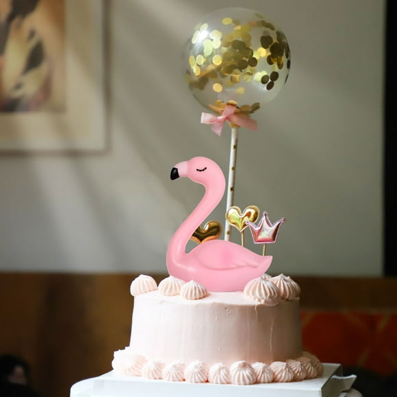 Minkissy animal cake toppers Pink Flamingo Cake Topper Vinyl Party Decor 1Pcs