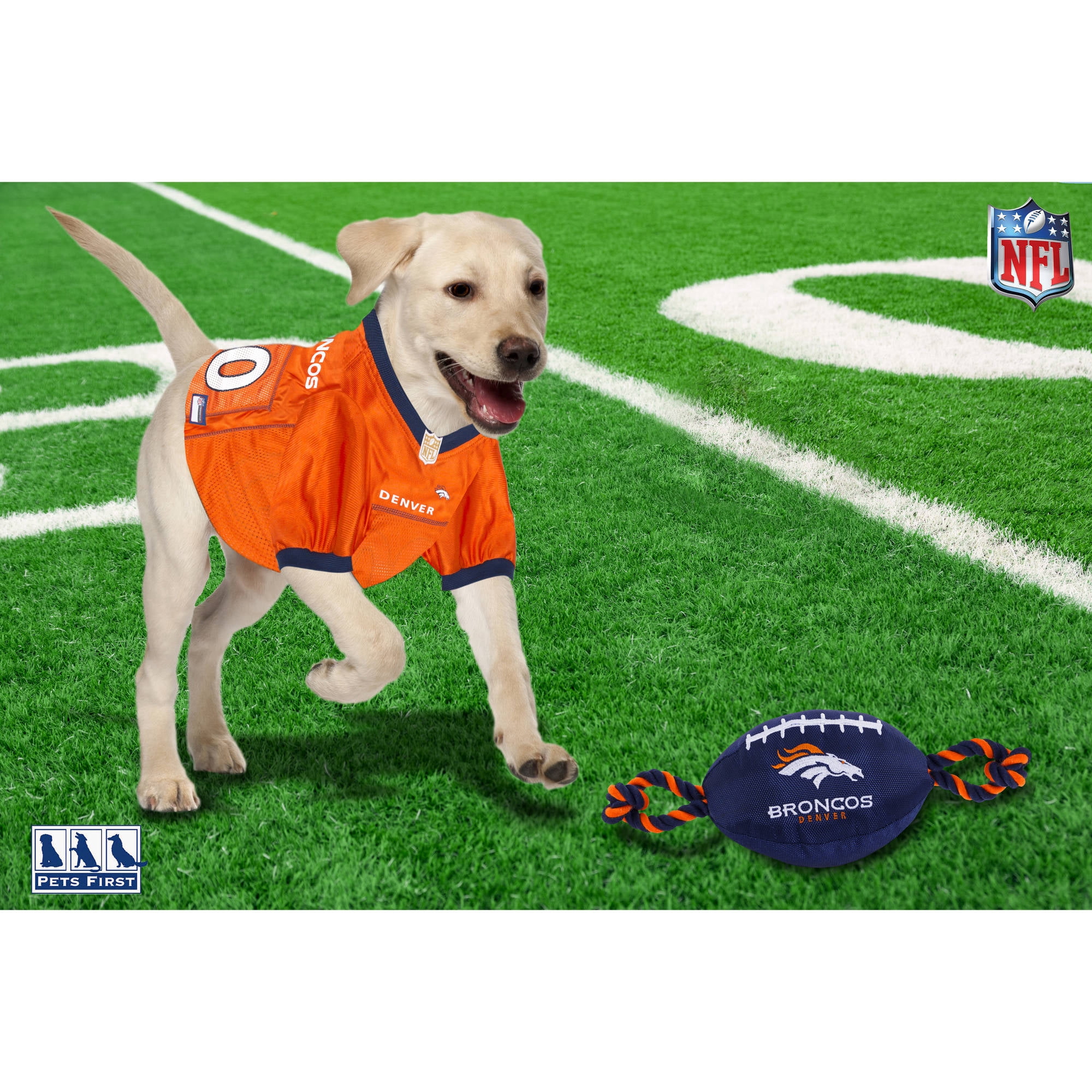 Pets First Nfl Denver Broncos Nylon Football-Licensed