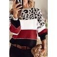 thumbnail image 2 of Women's Sweaters Casual Long Sleeve Crewneck Color Block Patchwork Pullover Knit Sweater Tops, 2 of 6