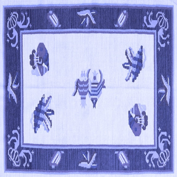 Ahgly Company Indoor Square Southwestern Blue Country Area Rugs, 7' Square