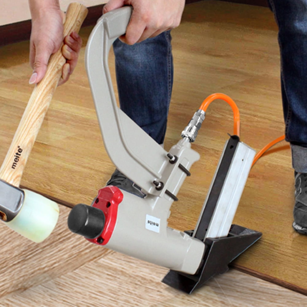 Meite MFS50 Pneumatic Mallet Actuated Flooring Hardwood Stapler Nailer Kit (With Floor-Guard Graphite Mallet) 15 Gauge 1-1/2" to 2"