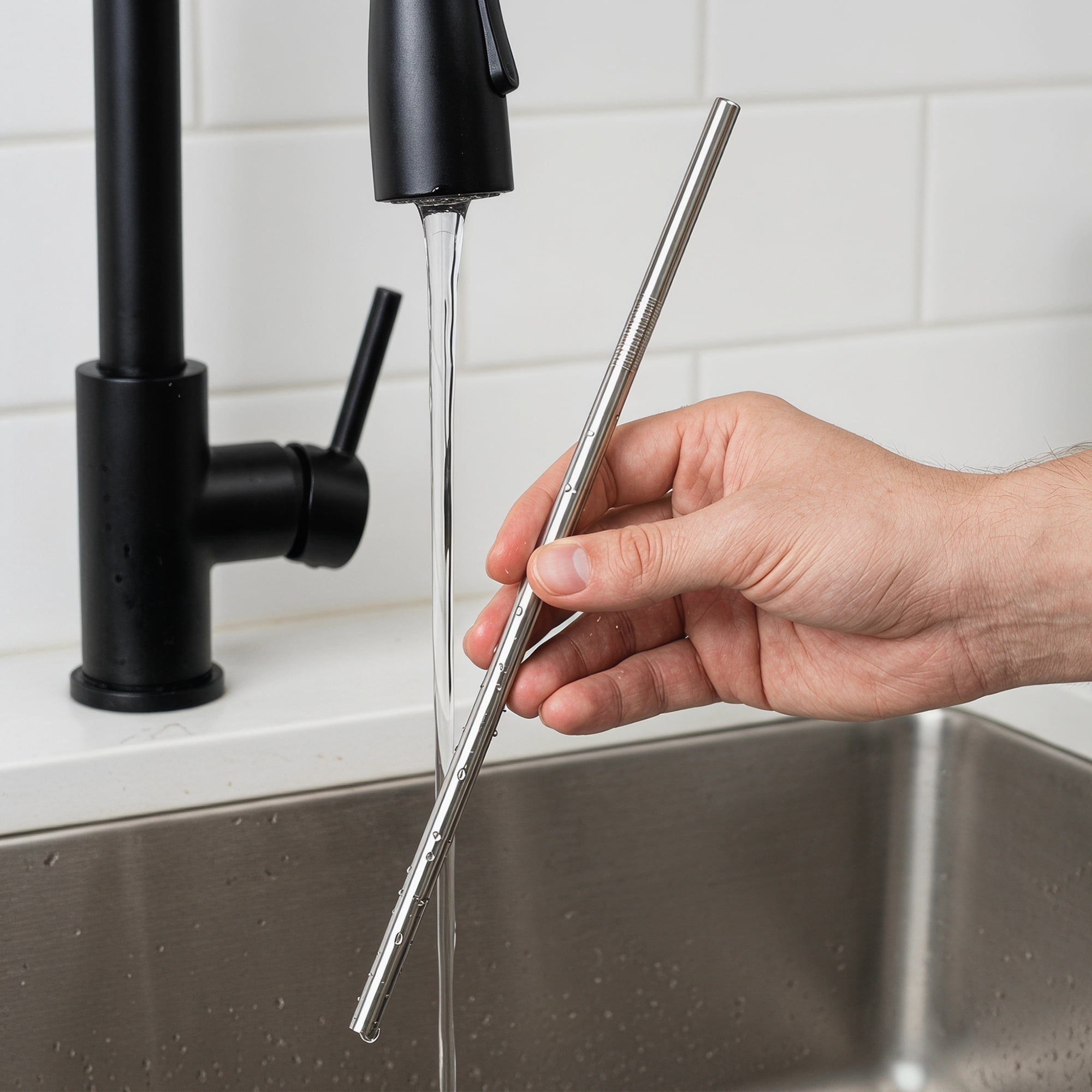 Unique Bargains 10Pcs Reusable Stainless Steel Dishwasher Safe Straws Silver A
