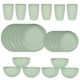 thumbnail image 1 of Nvzi 24pcs Wheat Straw Dinnerware Set,Plates and Bowls Set,Camping Dish Set for 6, Plastic Dinnerware Set,Dishwasher Safe Dinnerware Set,Green, 1 of 5