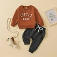 thumbnail image 1 of Automne Hiver Filles Garçons Coton Col Rond Manches Longues Imprimé de Lettres Chandail Décontracté Ensemble Pantalon, 1 of 8