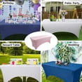 thumbnail image 5 of Fitted Tablecloth Table Clothes for 6ft Rectangle Table - Elastic Spandex Massage Bed Table Cover, Stretch Table Covers for Party, Wedding, Birthday, Banquet, 183*75*75cm/0.5kg - Pink, 5 of 5