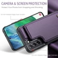 thumbnail image 2 of for Samsung Galaxy S21 FE Premium PU Leather Back Case, Multiple Card Slots Design, Double Magnetic Clasp Study Kickstand RFID Blocking Classic Phone Cover for Samsung Galaxy S21 FE, Purple, 2 of 9