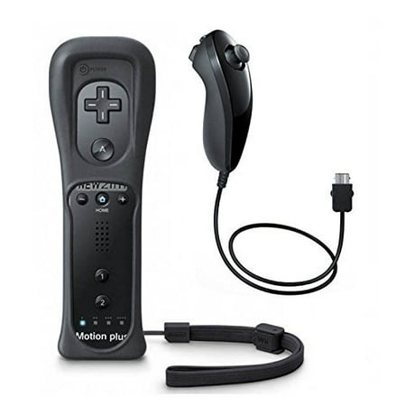 TekDeals Remote and Nunchuck Controller  with Built-in Motion Plus for Nintendo Wii / Wii U Game Console w/ Silicon (Best Price Wii Motion Plus Controller)