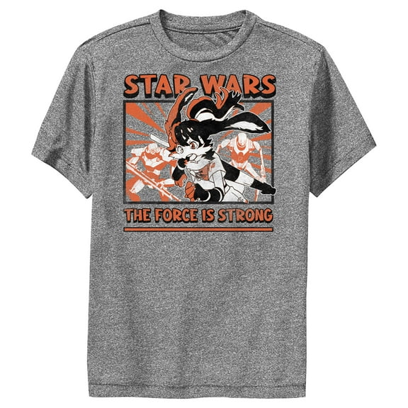 Boy's Star Wars: Visions The Force is Strong Performance Graphic Tee Charcoal Heather Large