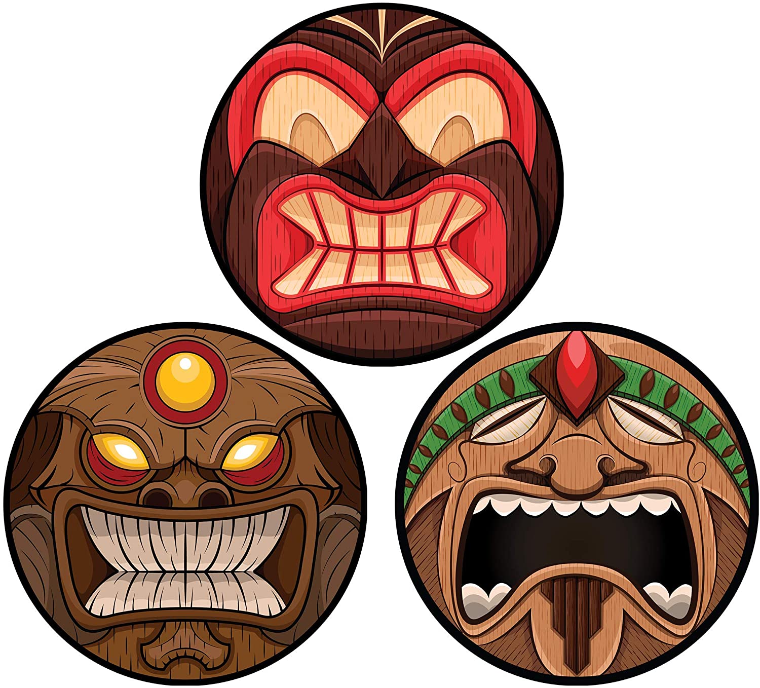 Car Magnet Tropical Hawaiian Tiki Mask Decoration Magnetic Decal for Locker or Fridge, Set of 3, 3 3/4 Inches - image 1 of 4