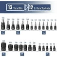 thumbnail image 2 of Bates- Torx Bit and Socket Set, 25 pcs, 1/4" 3/8" & 1/2" Drive, Star Bits T8-T60, E-Torx Sockets E4-E22, Torx Bit Set, 2 of 9