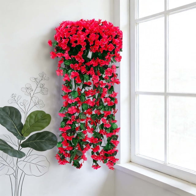 Guirnalda colgante de flores artificiales de violeta con orquídeas de seda, arreglo floral decorativo reutilizable para bodas, eventos, decoración del hogar y jardín.