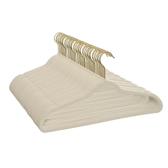 Better Homes & Gardens Non-Slip Velvet Clothing Hangers, 50 Pack, Beige, Space Saving