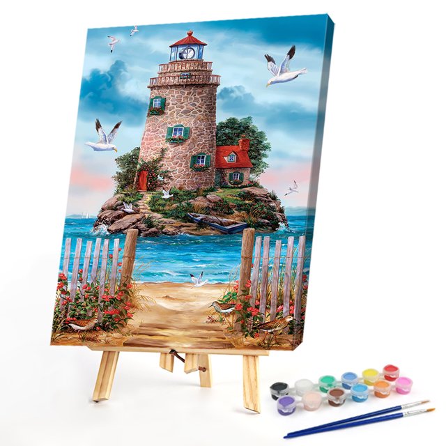 Cuadros Decorativos Pintura al óleo del faro del mar por números DIY lienzo arte de la pared imagen artesanía decoración del hogar JShteea Nuevos Originales