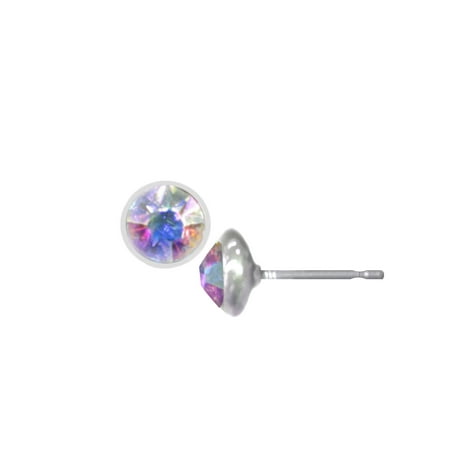 Stud Post Pierced Earrings - Wedding Earrings Silver Aurora Borealis Pierced Stud Earrings