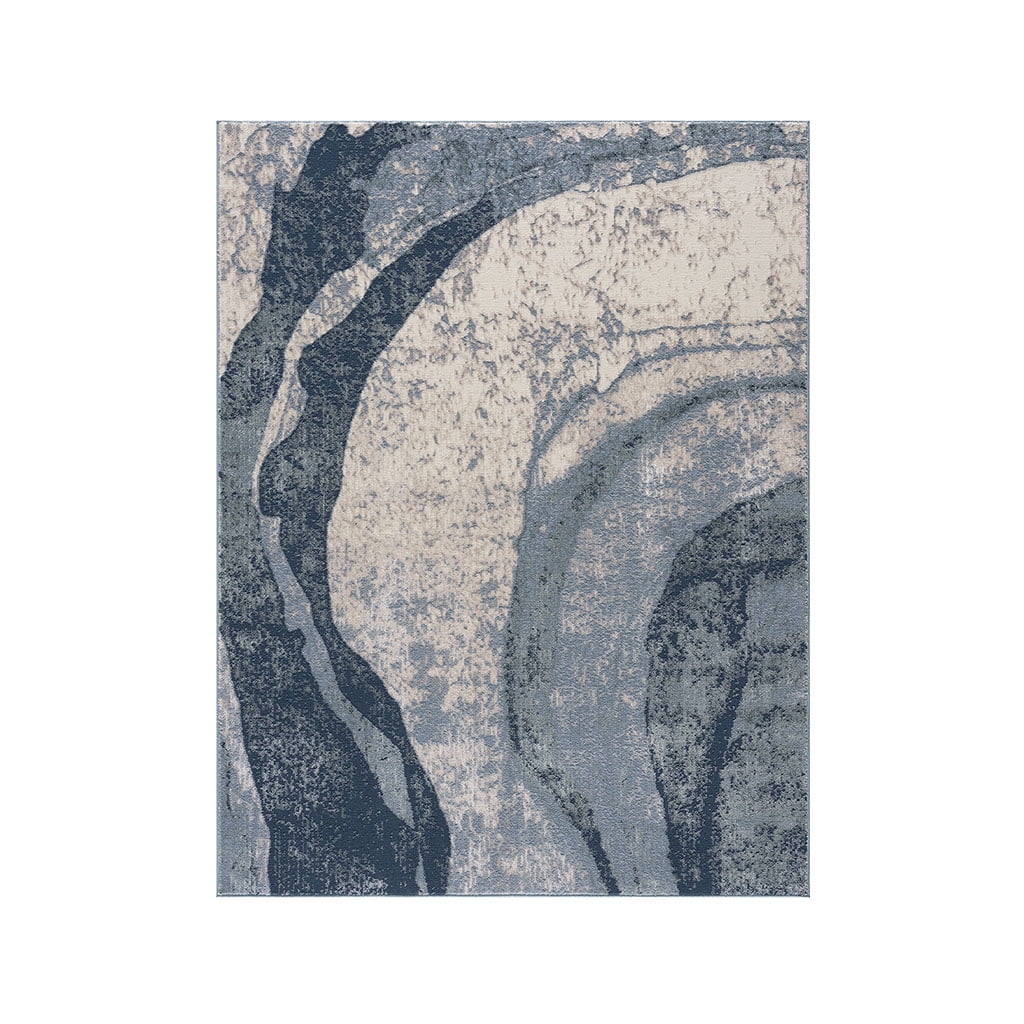 MAYEERTY Blue Area Rug for Living Room Modern with Artistic Abstract waves 5x7'