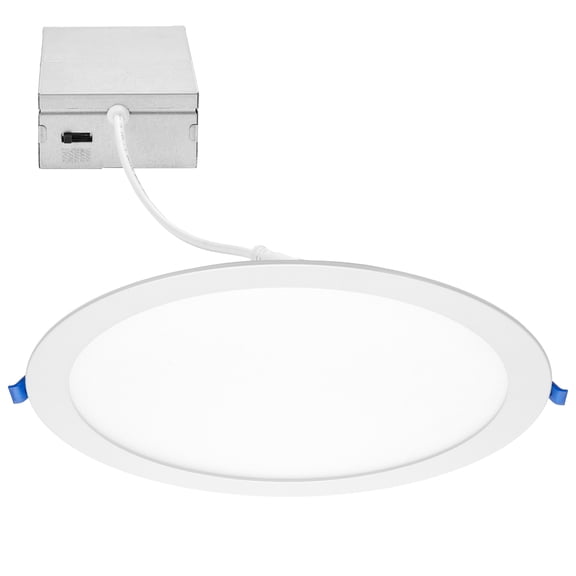 Maxxima 12 in. Slim Round Recessed LED Downlight, Canless IC Rated, 2200 Lumens, 5 CCT Color Selectable 2700K-5000K