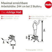 Hailo Folding 2 Step Non-Slip Stool for Home and Kitchen, MK80, Silver/Black
