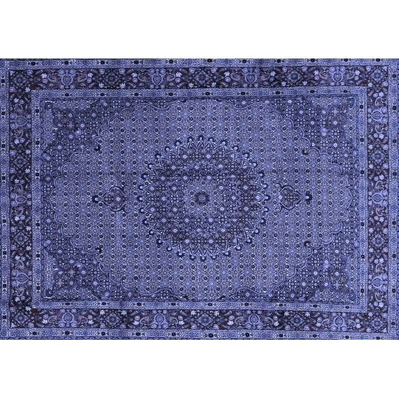 Ahgly Company Machine Washable Indoor Rectangle Persian Blue Traditional Area Rugs, 6' x 9'