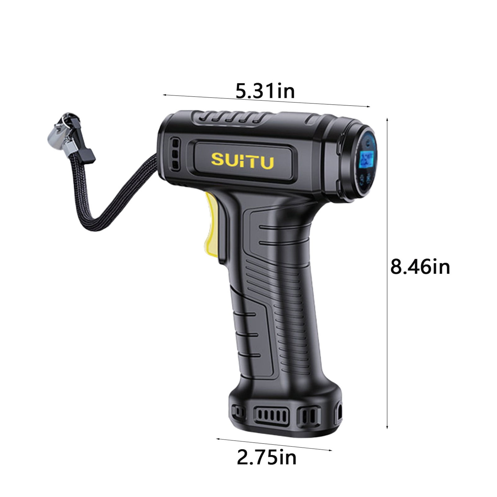 GERsome Tire Inflator, Car Tire Pump With Rechargeable Lithium Battery, Car Power Adapter, Digital Pressure Gauge, Wireless Car Pump