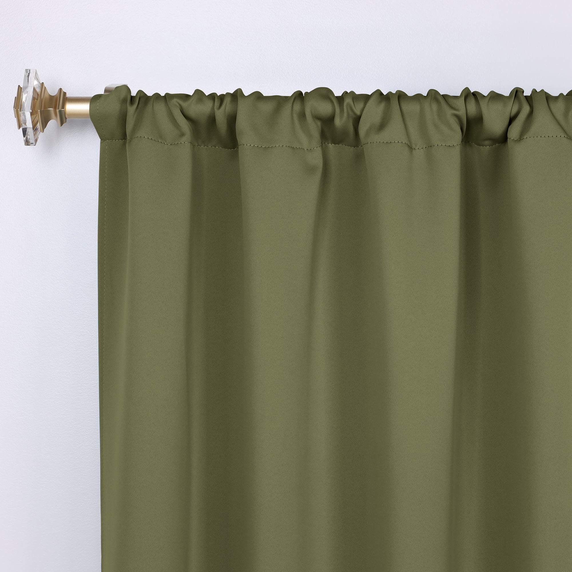 Superior Blackout Solid Light Filtering Rod pocket Curtain Panel Set, 36" x 84", Olive Green