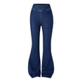thumbnail image 4 of KVPLBQFD Bell Bottom Jeans for Girls Crossover Stretchy Jeans Kids High Waisted Pull On Denim Pants Girl Trendy Flare Leggings with Pockets, 4 of 4