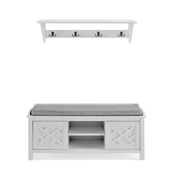 Coventry 36"W Coat Hook with Storage Bench Hall Tree Set - Walmart.com