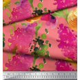 thumbnail image 2 of Soimoi Orange Rayon Fabric Leaves & Floral Print Sewing Fabric BTY 56 Inch Wide, 2 of 3